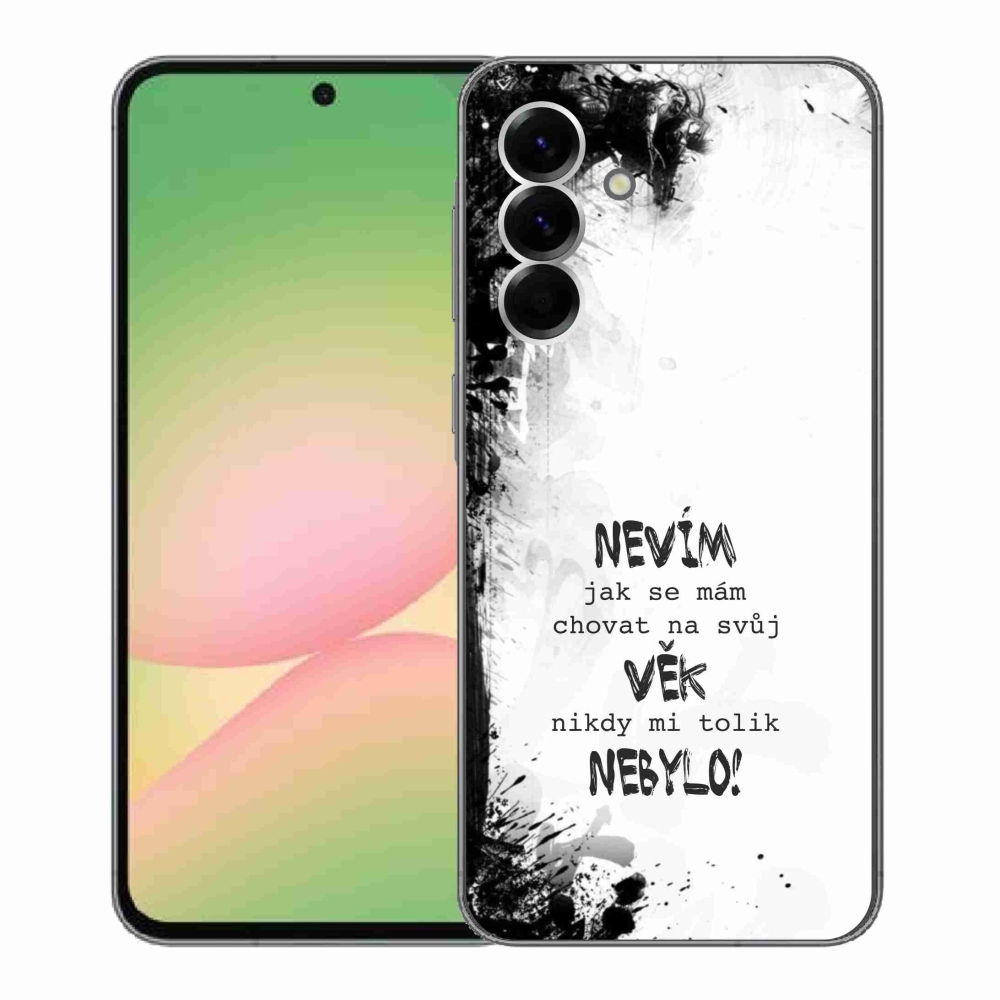 Gelový kryt mmCase na Samsung Galaxy A56 5G - vtipný text 14 bílé pozadí