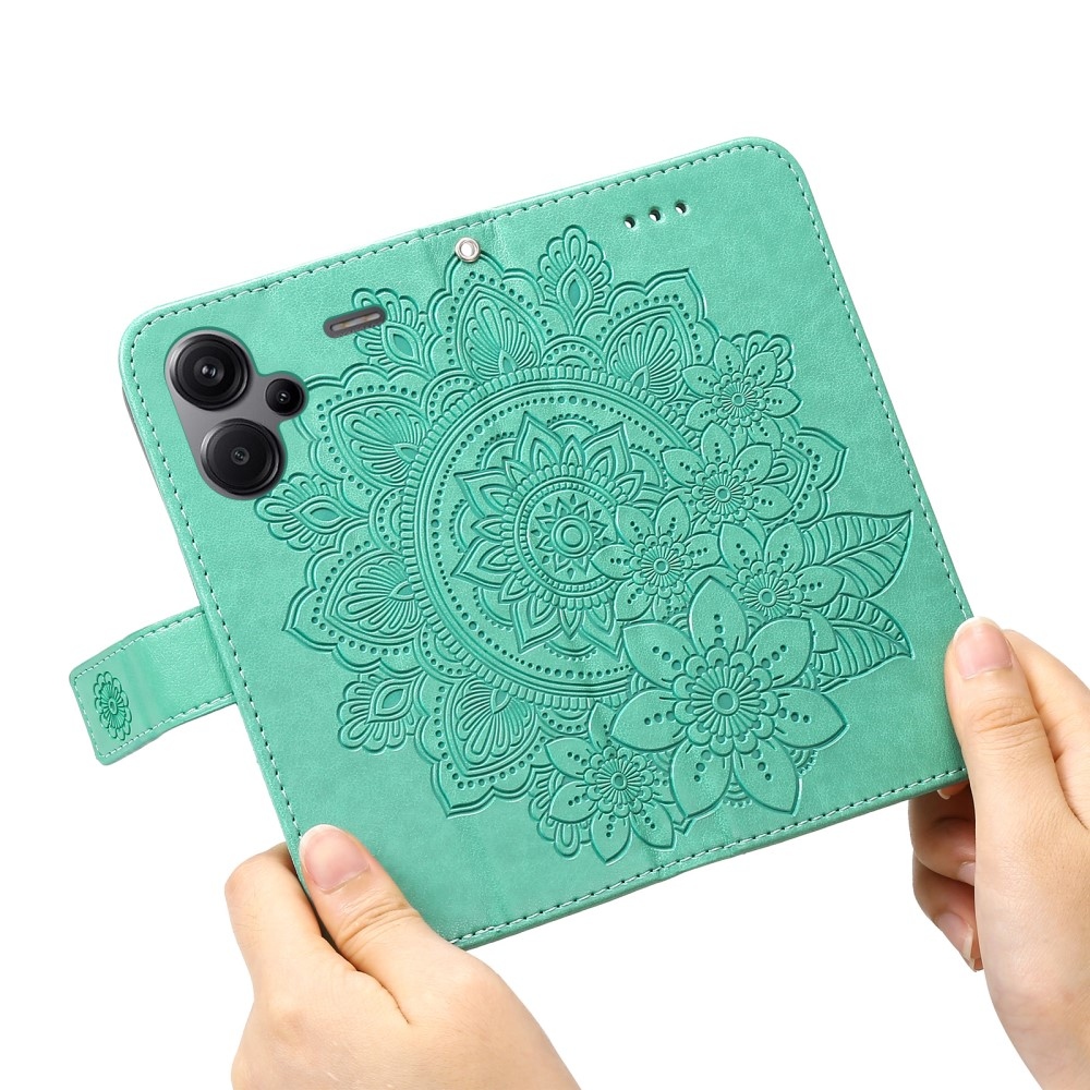 Mandala knížkové pouzdro na Xiaomi Redmi Note 13 Pro+ 5G - modrozelené