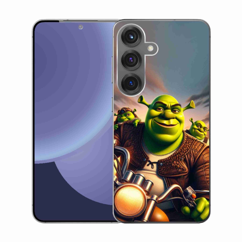 Gelový kryt mmCase na Samsung Galaxy S25 - shrek na motorce