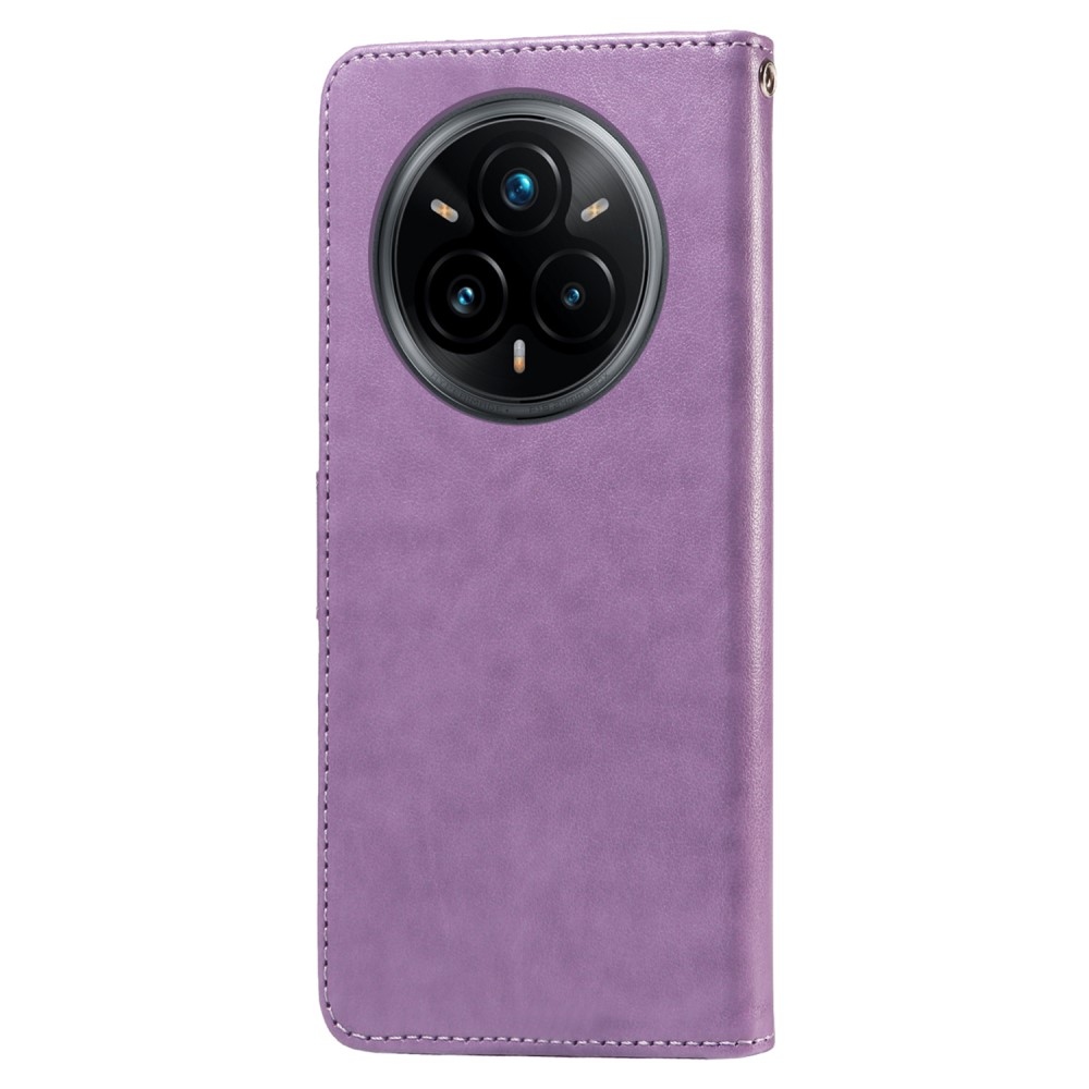 Flowery knížkové pouzdro na Realme 14 Pro+ 5G - fialové