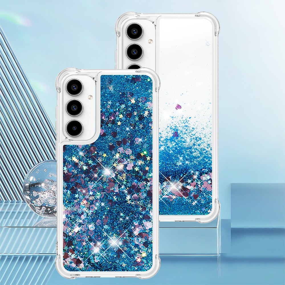 Glitter přesýpací gelový obal na Samsung Galaxy A56 5G - modrý/hvězdičky