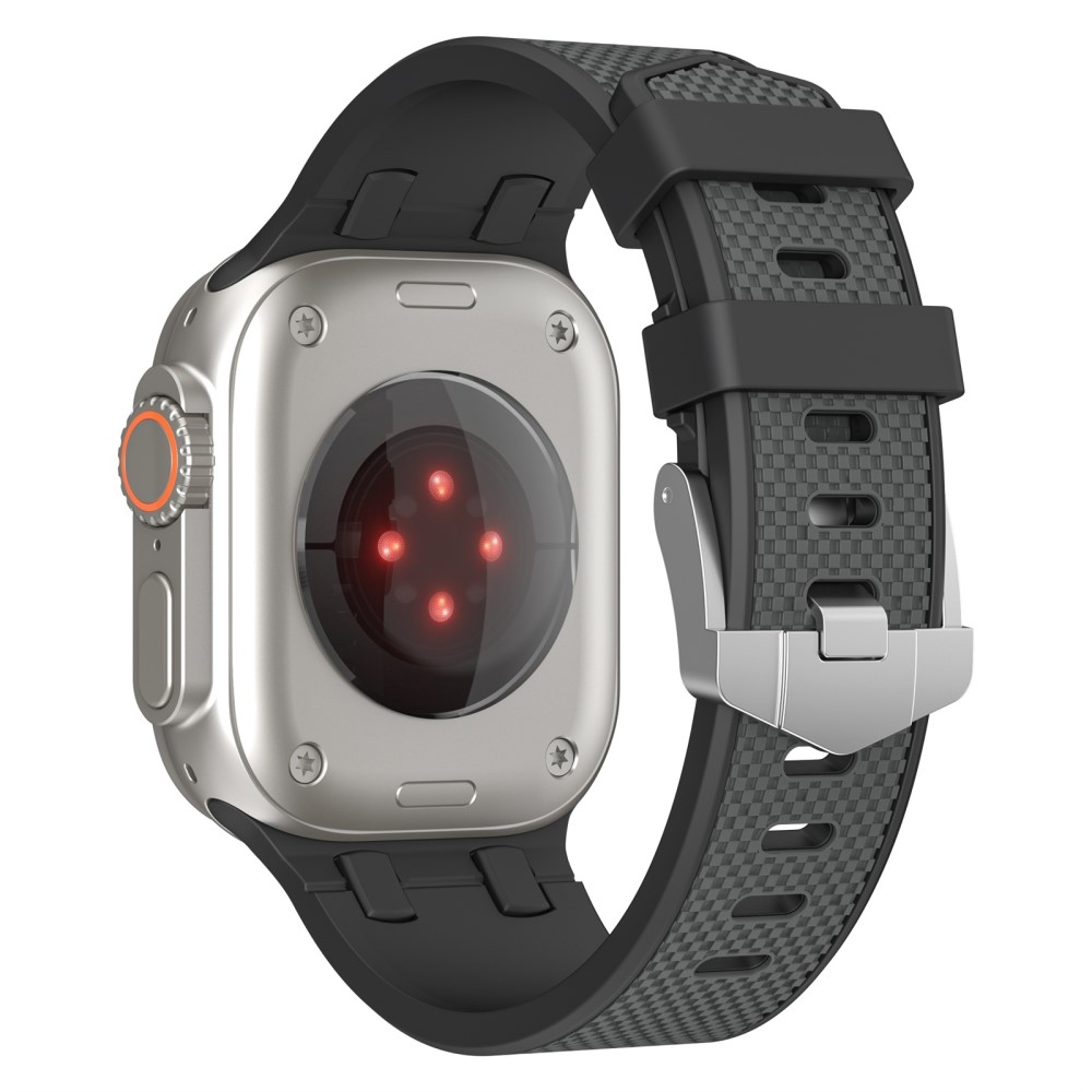 Sports silikonový řemínek na Apple Watch Ultra/Ultra 2 49mm/SE/SE 2022/2023 44mm/9/8/7 45mm/6/5/4 44mm/3/2/1 42 mm - černý/šedý