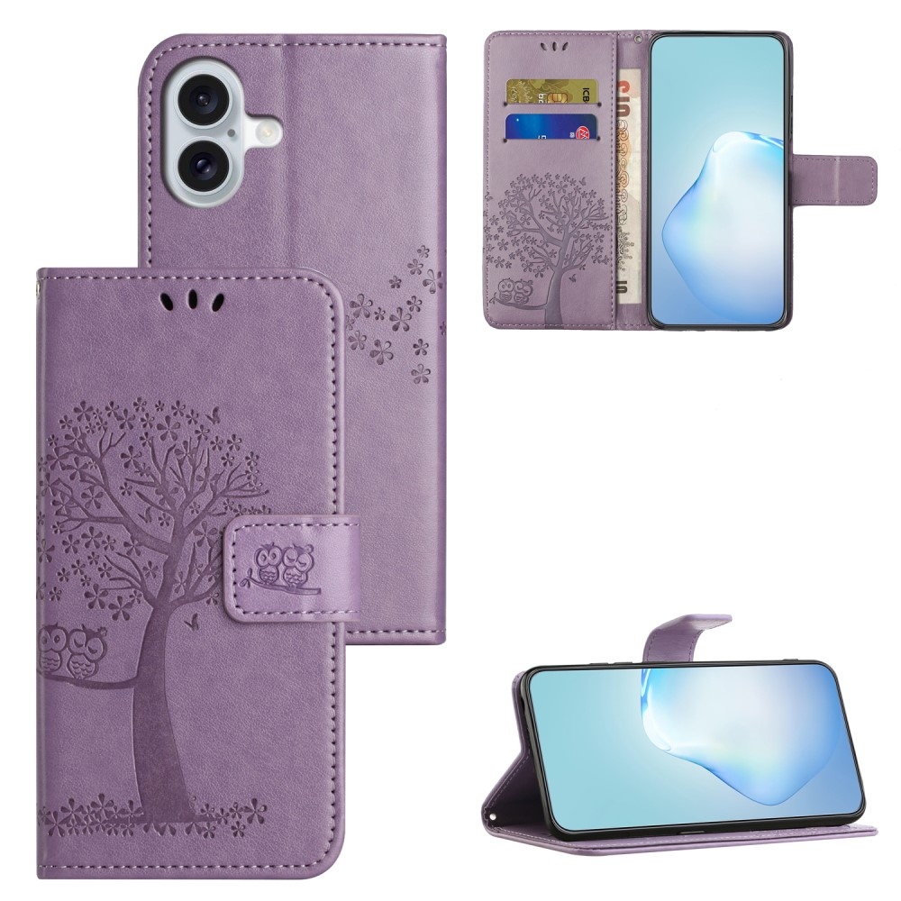 Tree knížkové pouzdro na iPhone 16 - světlefialové