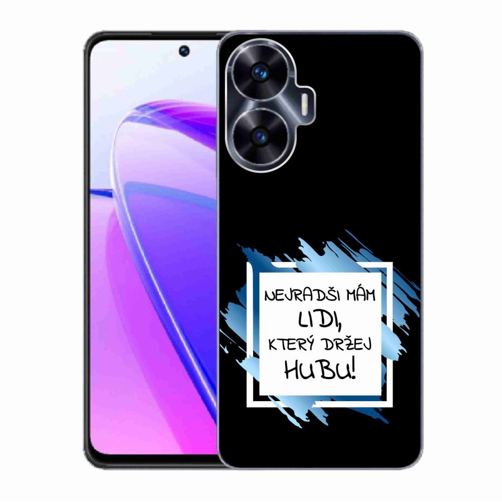Gelový kryt mmCase na Realme C55 - vtipný text 7 bíločerné pozadí