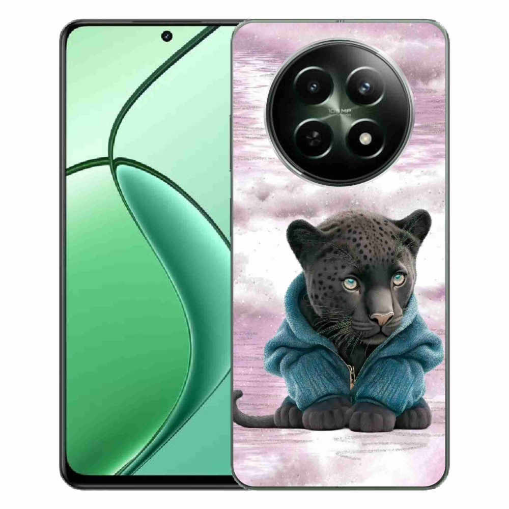 Gelový kryt mmCase na Realme 12 5G/12x 5G - černý panter ve svetru