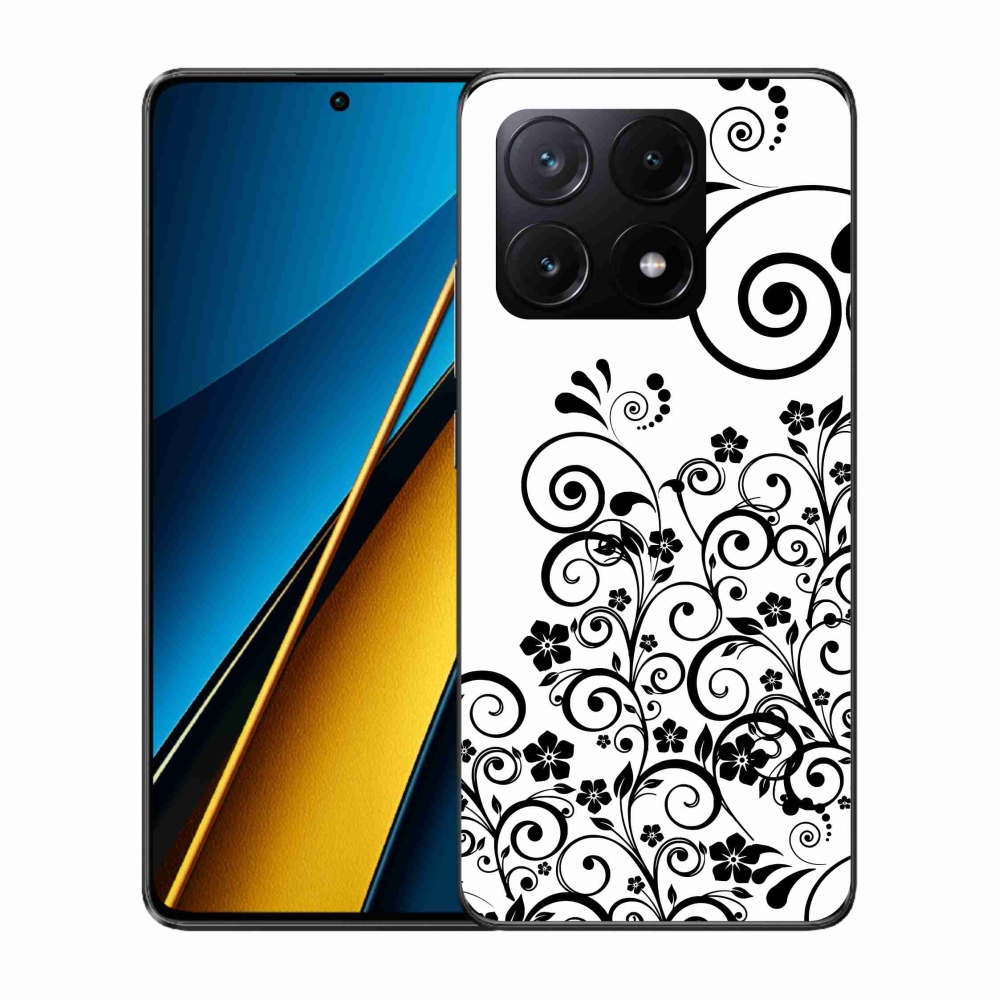 Gelový kryt mmCase na Xiaomi Poco X6 Pro 5G - černobílé květinové vzory