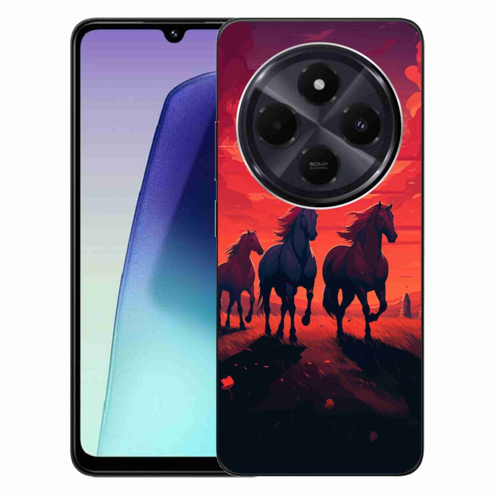 Gelový kryt mmCase na Xiaomi Redmi 14C/Poco C75 - koně a západ slunce