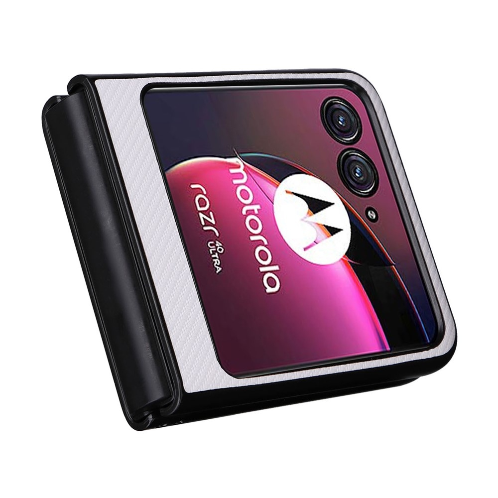 Textury plastový kryt s umělou kůží na Motorola Razr 40 Ultra 5G - bílý