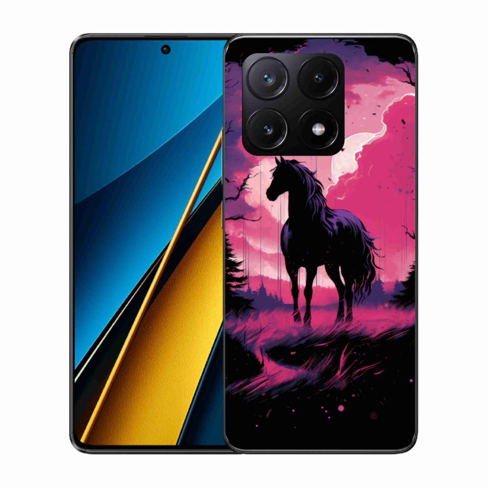 Gelový kryt mmCase na Xiaomi Poco X6 Pro 5G - černý kreslený kůň 1