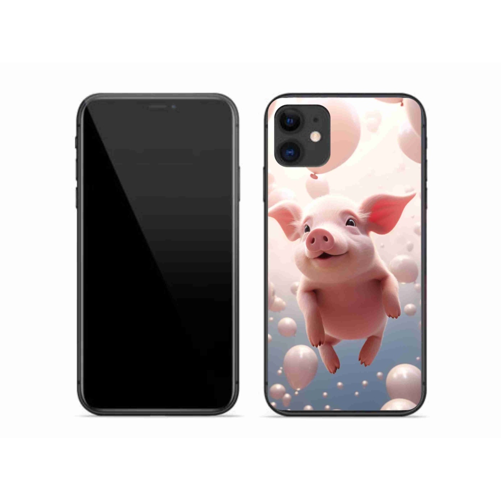 Gelový kryt mmCase na iPhone 11 - prasátko s balónky