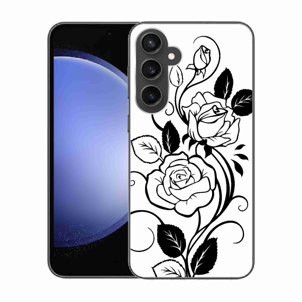 Gelový kryt mmCase na Samsung Galaxy S23 FE - černobílá růže
