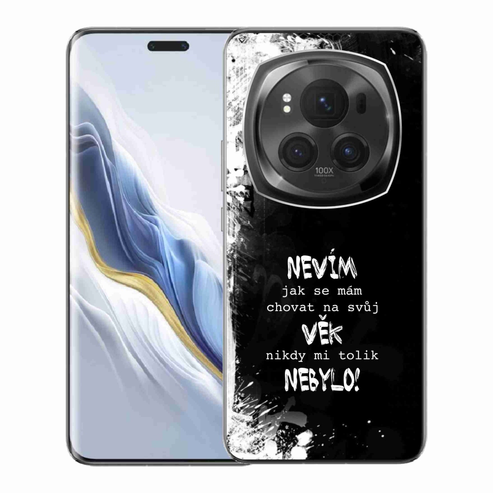 Gelový kryt mmCase na Honor Magic 6 Pro 5G - vtipný text 14 černé pozadí
