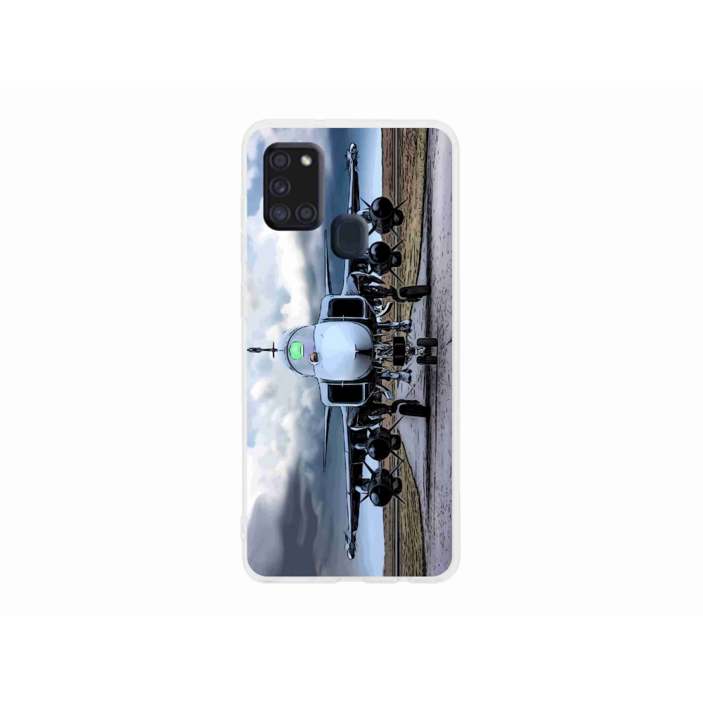 Gelový kryt mmCase na Samsung Galaxy A21s - vojenské letadlo