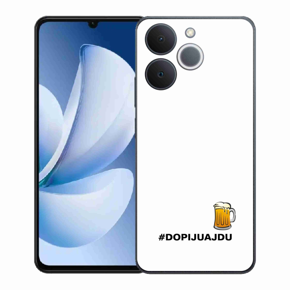 Gelový kryt mmCase na Realme Note 70T - pivní motiv 1 bílé pozadí