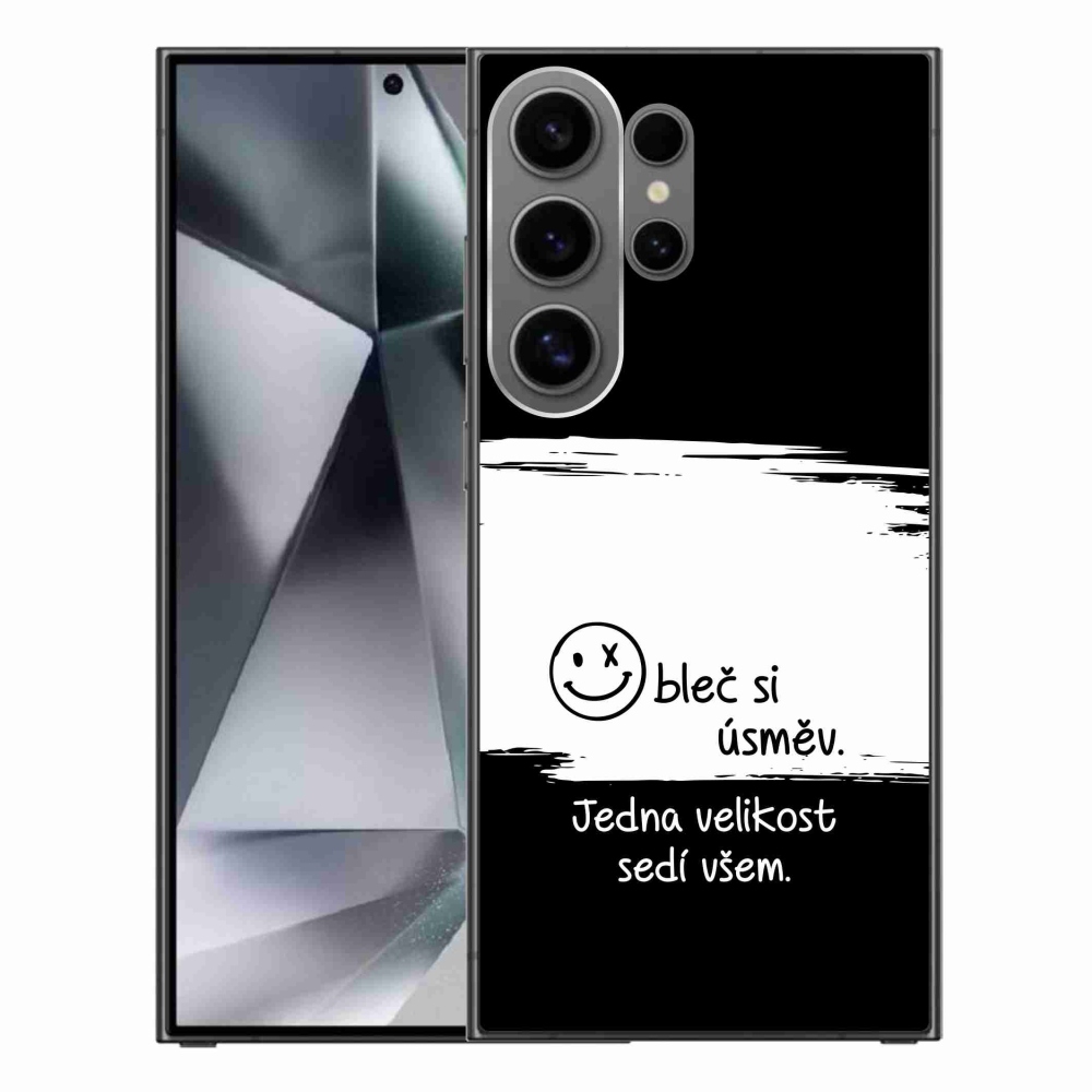 Gelový kryt mmCase na Samsung Galaxy S24 Ultra - vtipný text 8 bíločerné pozadí