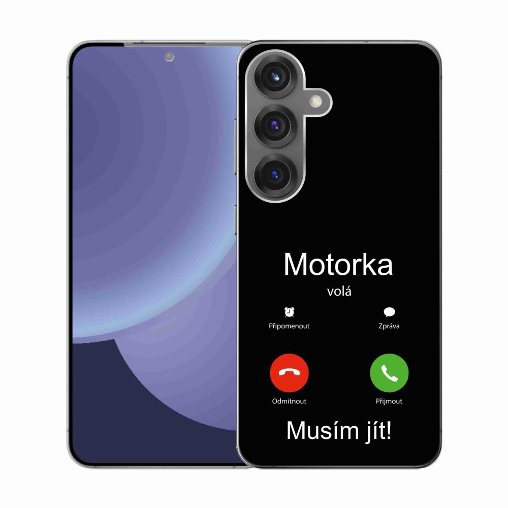 Gelový kryt mmCase na Samsung Galaxy S25 - motorka volá černé pozadí