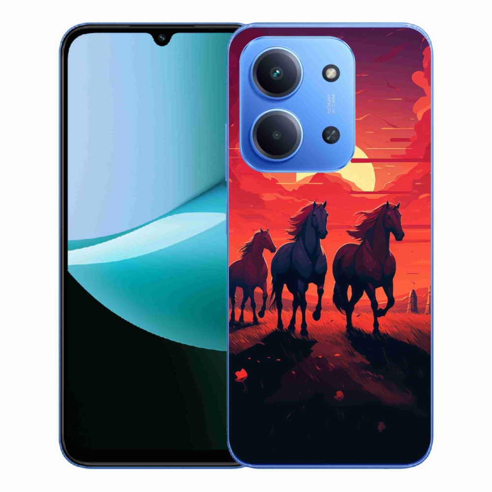 Gelový kryt mmCase na Xiaomi Redmi 15C 4G/5G (173mm) - koně a západ slunce