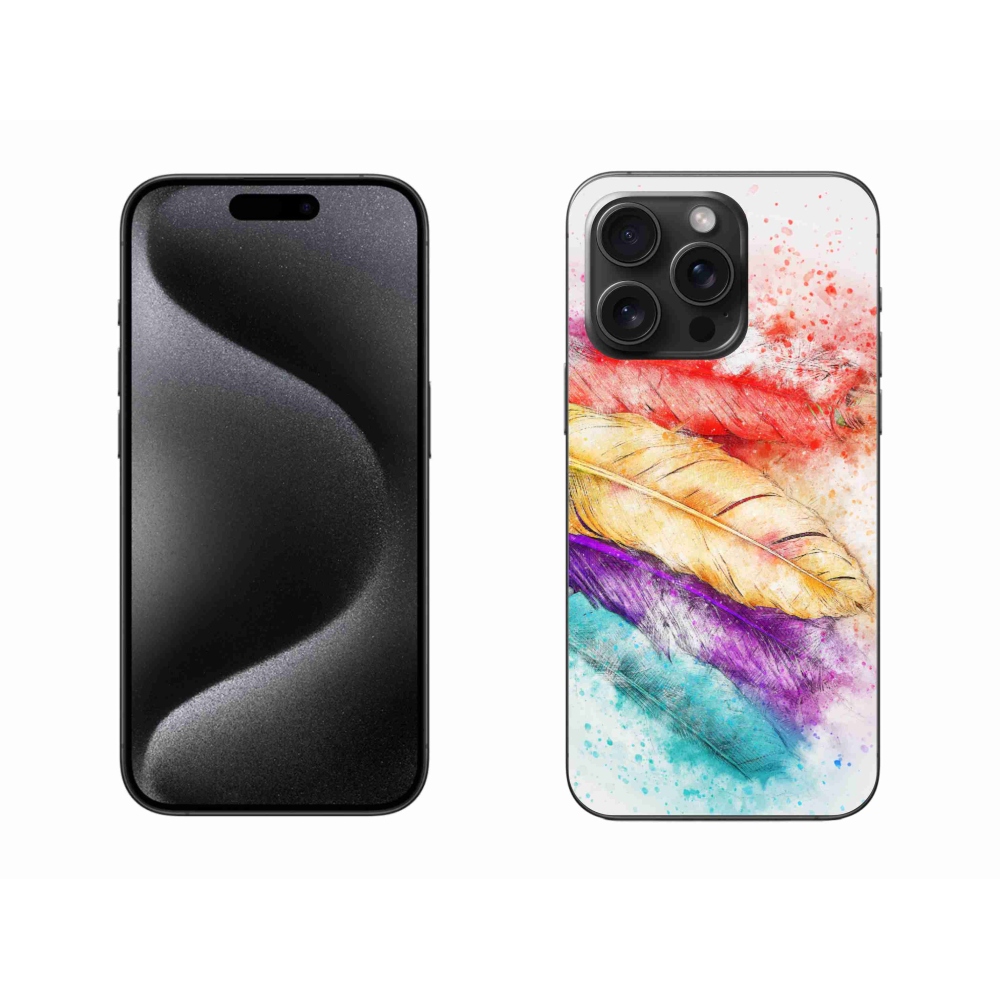 Gelový kryt mmCase na iPhone 15 Pro Max - barevné peří