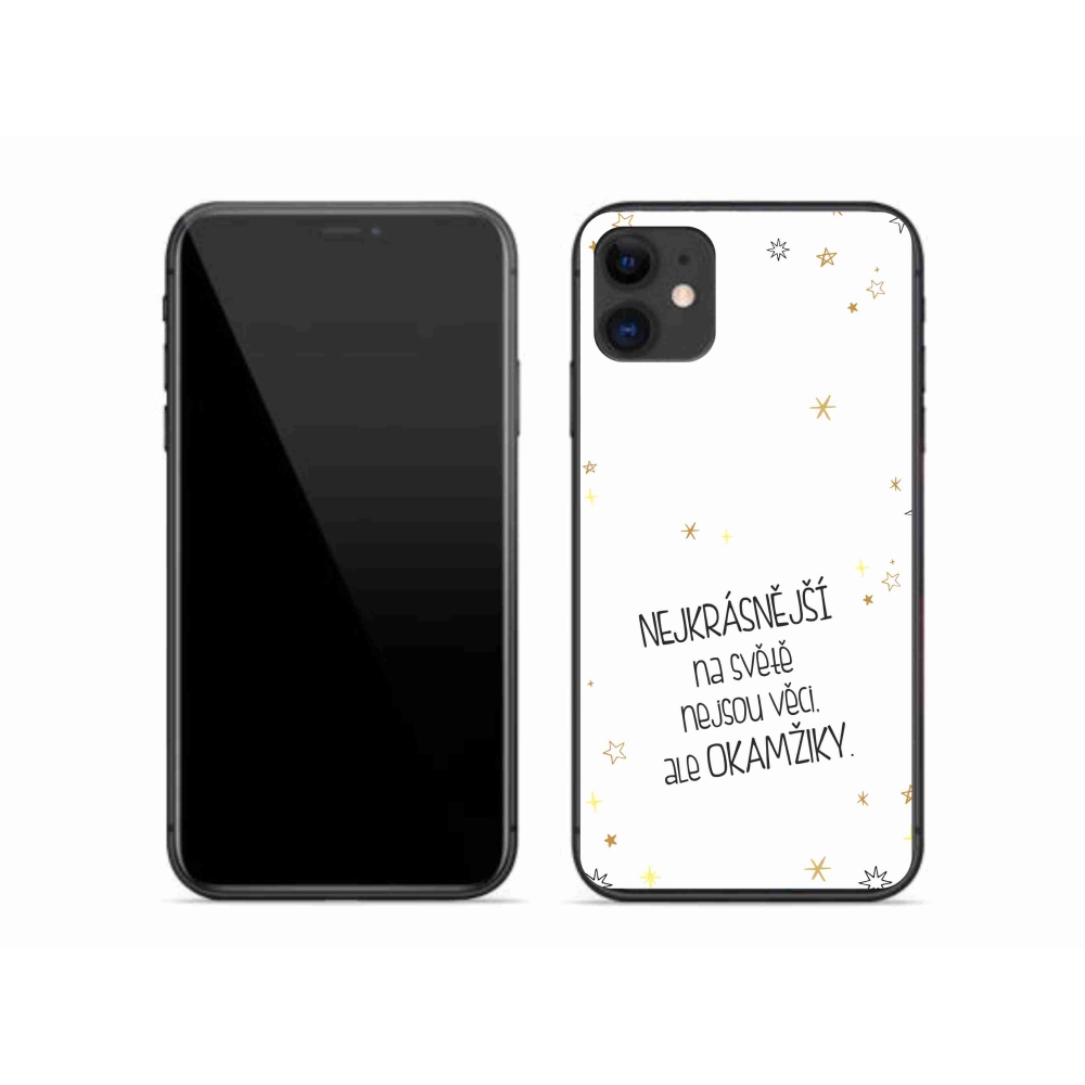 Gelový kryt mmCase na iPhone 11 - citát 4 bílé pozadí
