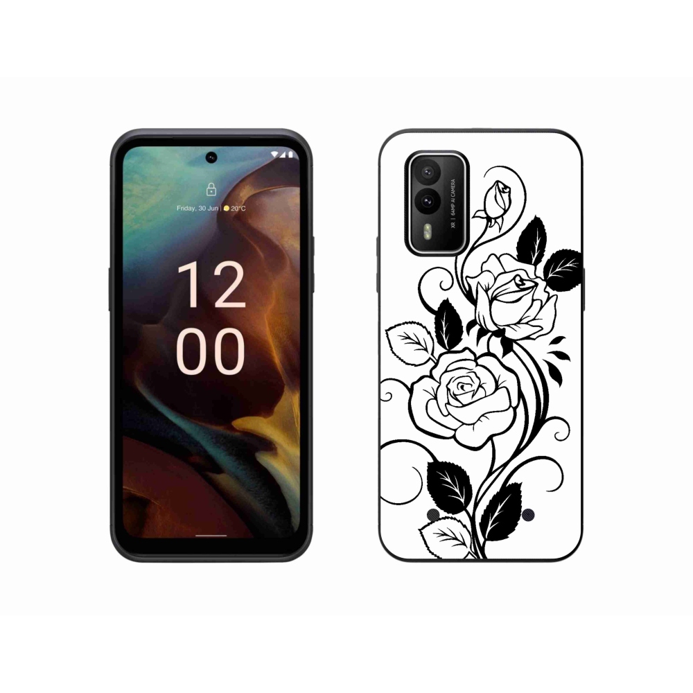 Gelový kryt mmCase na Nokia XR21 - černobílá růže