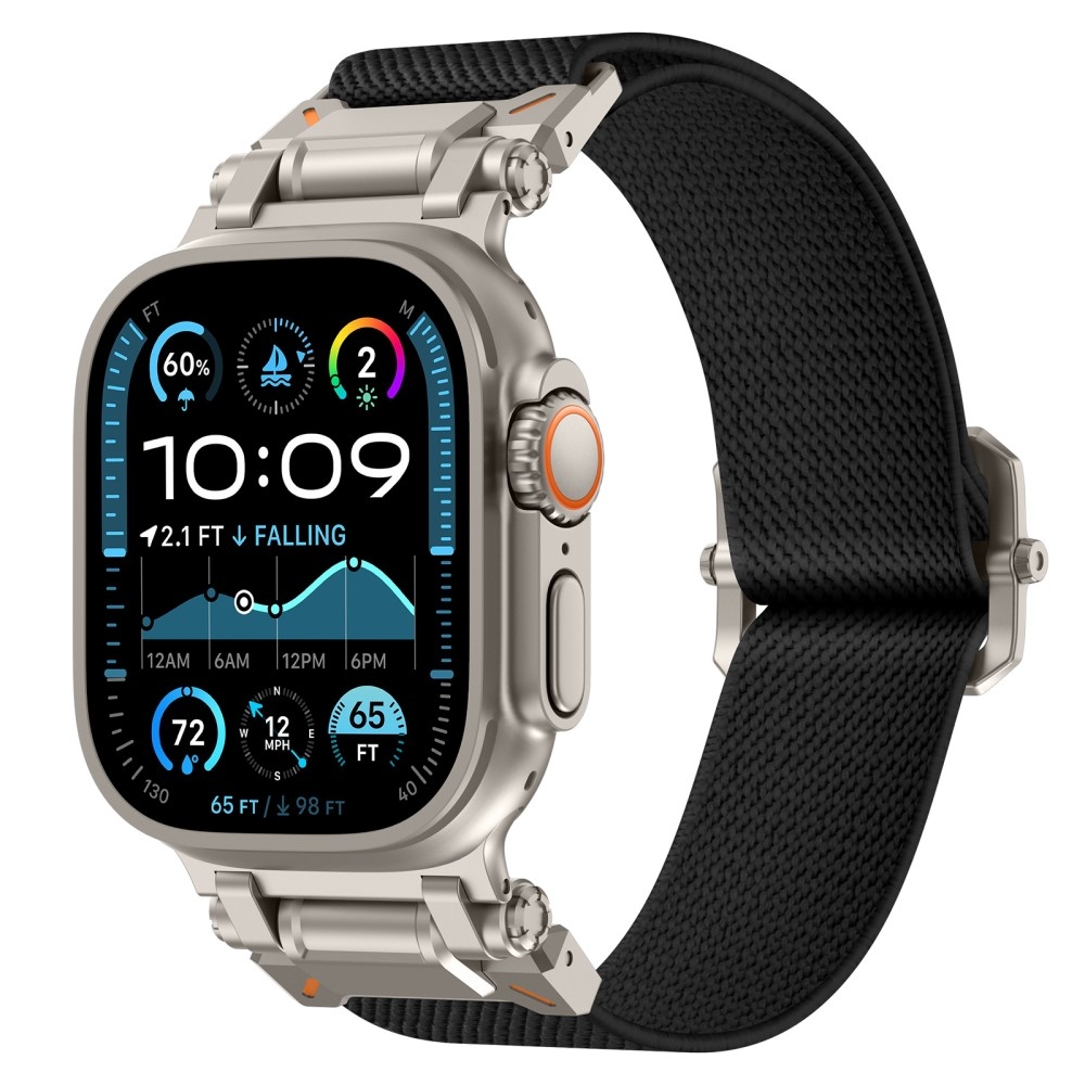 Titanium nylonový řemínek na Apple Watch Ultra/Ultra 2 49mm/SE/SE 2022/2023 44mm/10 46mm/9/8/7 45mm/6/5/4 44mm/3/2/1 42 mm - černý