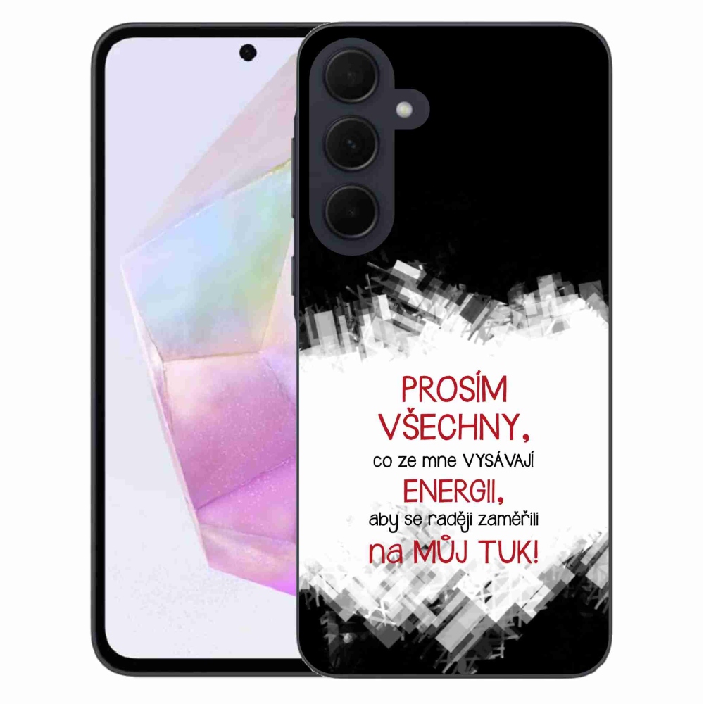 Gelový kryt mmCase na Samsung Galaxy A35 5G - vtipný text 1 červený