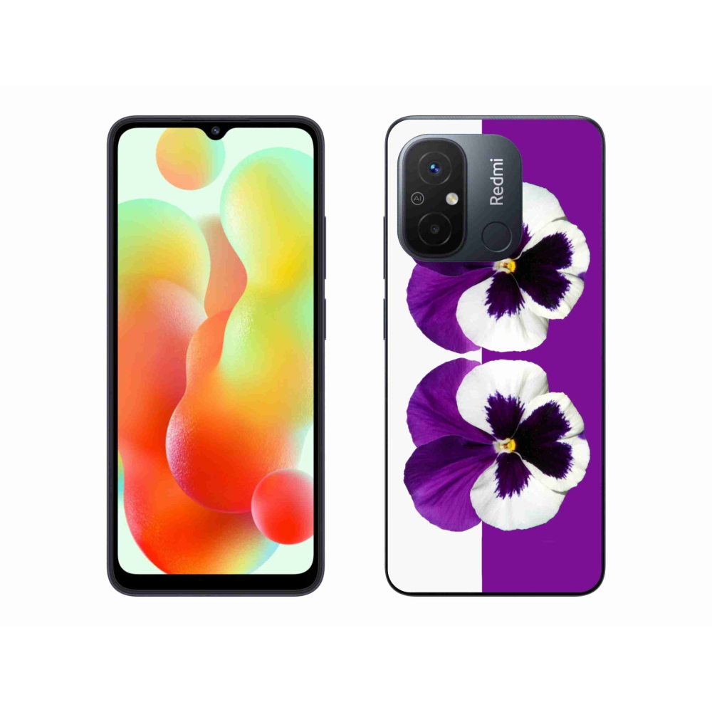 Gelový kryt mmCase na Xiaomi Redmi 12C - fialovobílý květ