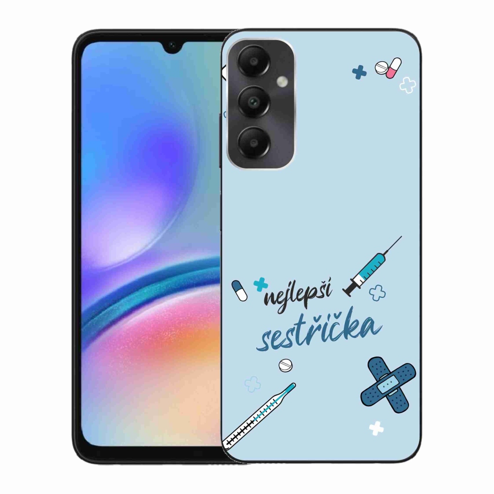 Gelový kryt mmCase na Samsung Galaxy A05s - nejlepší sestřička modré pozadí
