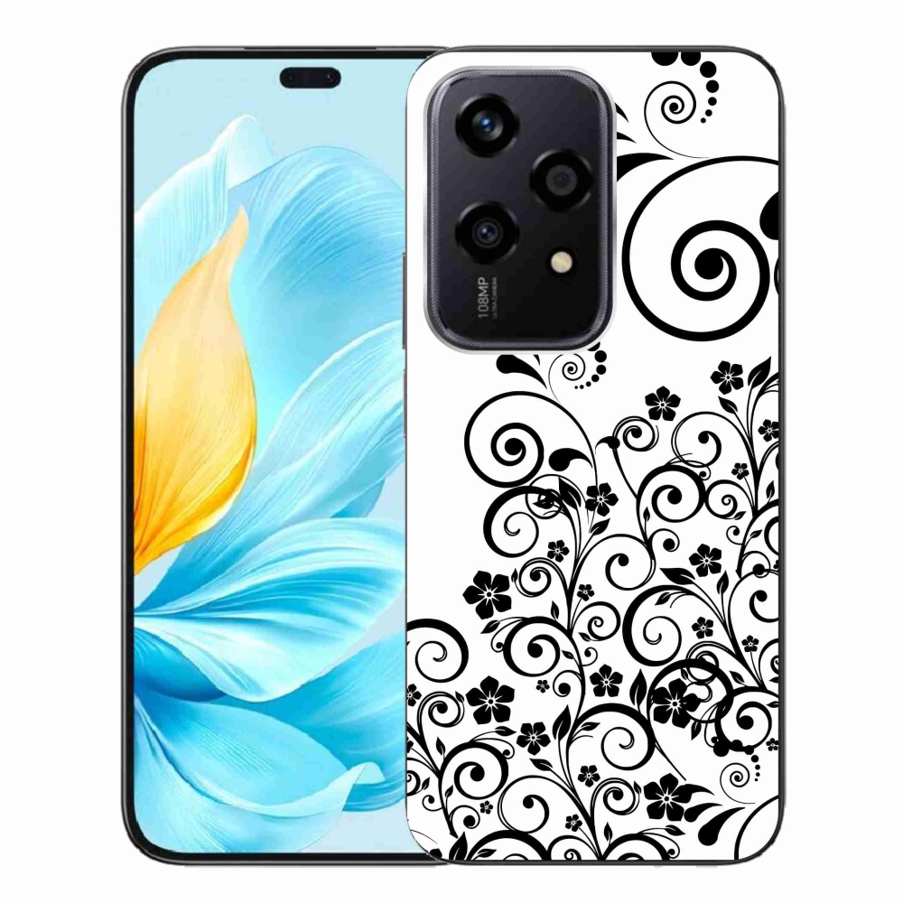 Gelový kryt mmCase na Honor 200 Lite 5G - černobílé květinové vzory