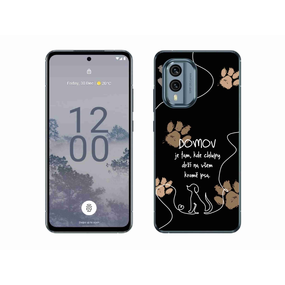 Gelový kryt mmCase na Nokia X30 5G - psí motiv černé pozadí