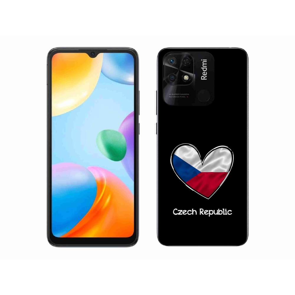 Gelový kryt mmCase na Xiaomi Redmi 10C - vlajka srdce černé pozadí
