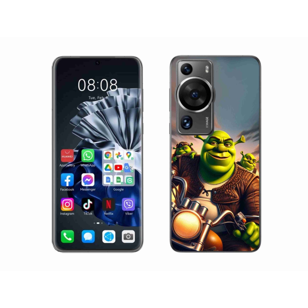 Gelový kryt mmCase na Huawei P60 Pro - shrek na motorce