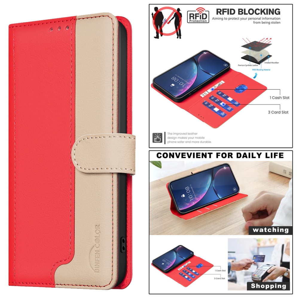 BNF DUO knížkové pouzdro na Xiaomi Redmi 15C 4G/5G (173mm) - červené