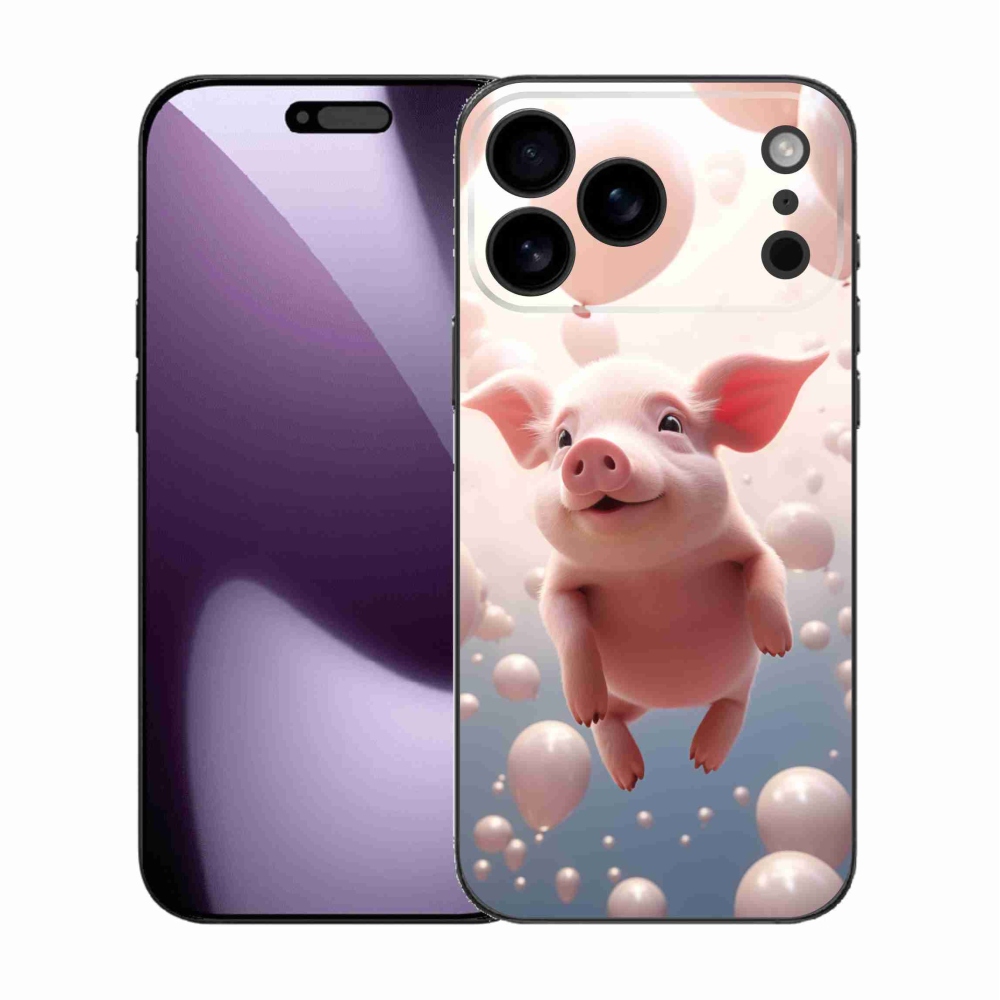 Gelový kryt mmCase na iPhone 17 Pro Max - prasátko s balónky