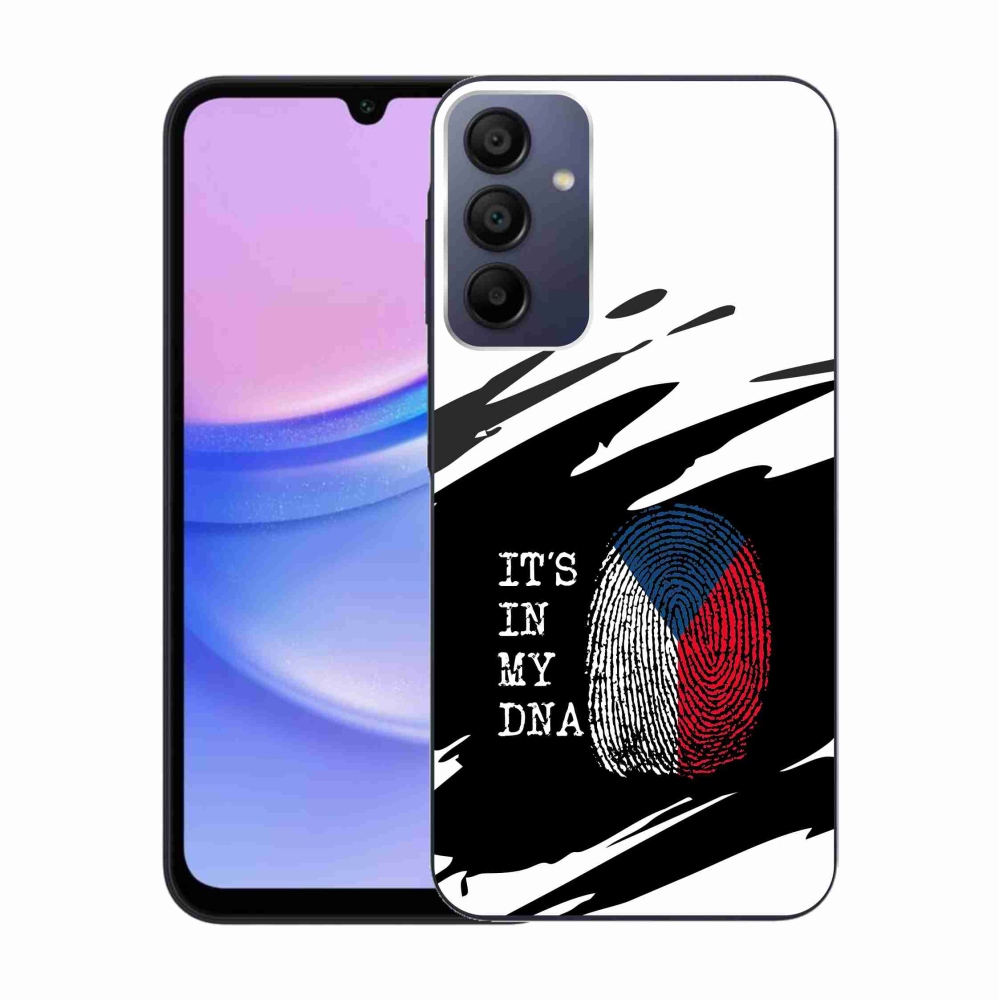 Gelový kryt mmCase na Samsung Galaxy A15 4G/5G - vlajka otisk prstu černobílé pozadí