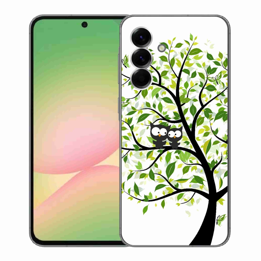 Gelový kryt mmCase na Samsung Galaxy A56 5G - sovičky na stromě