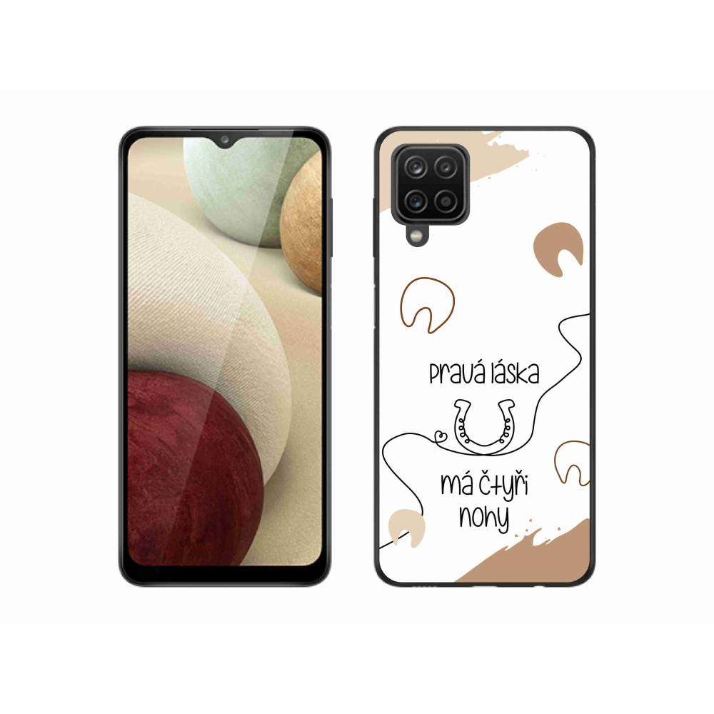 Gelový kryt mmCase na Samsung Galaxy A12 - koňský motiv bílé pozadí