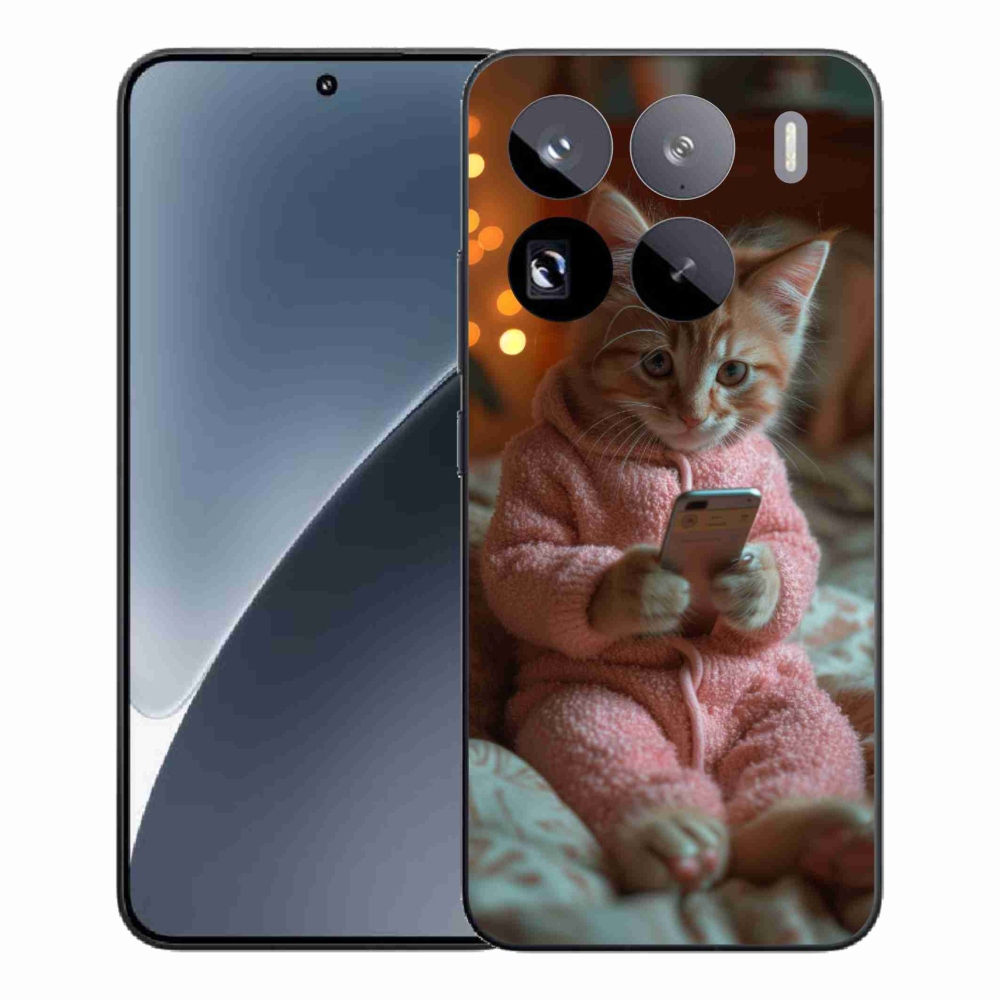 Gelový kryt mmCase na Xiaomi 15 Pro - kotě s mobilem