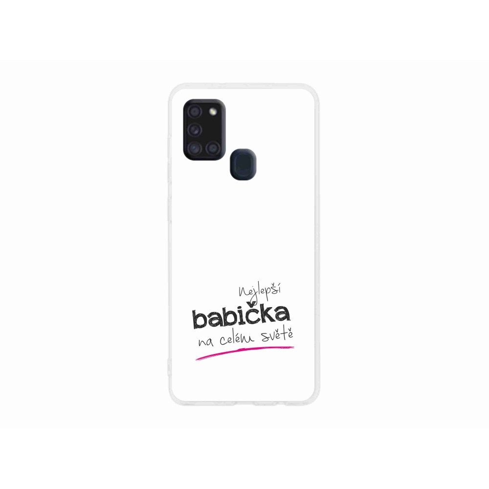 Gelový kryt mmCase na Samsung Galaxy A21s - nejlepší babička 4 bílé pozadí