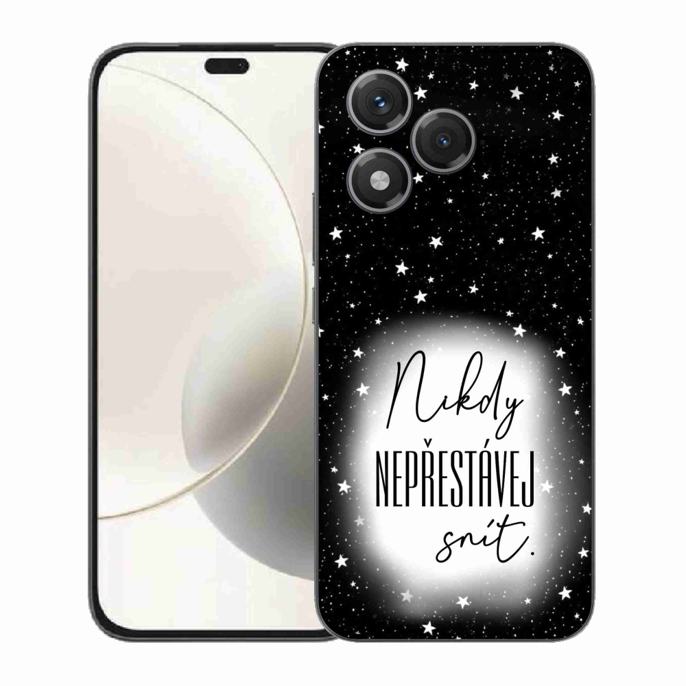 Gelový kryt mmCase na Honor 400 Lite - citát 1 bíločerné pozadí