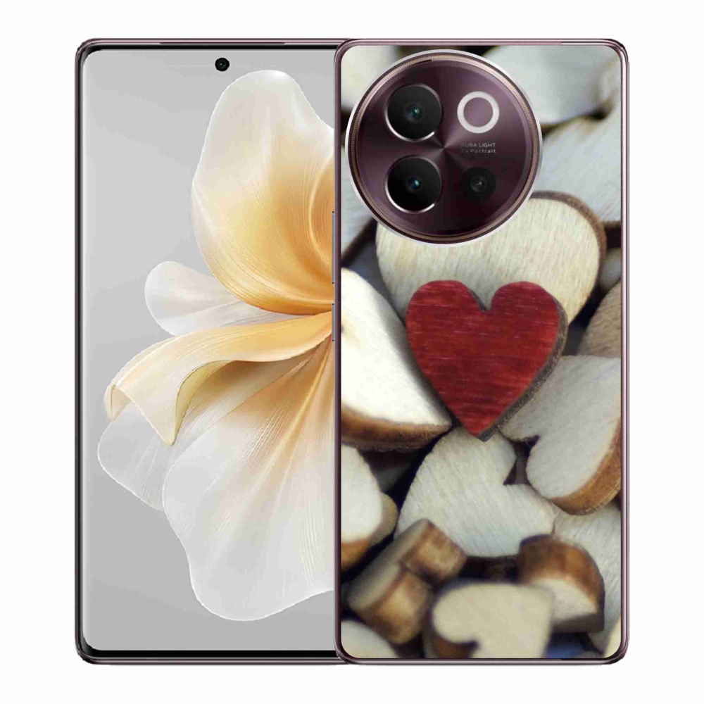 Gelový kryt mmCase na Vivo V40 Lite 5G - gravírované červené srdce 