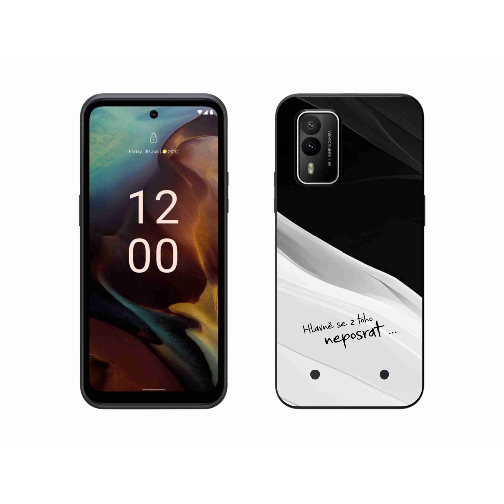 Gelový kryt mmCase na Nokia XR21 - vtipný text 13 bíločerné pozadí