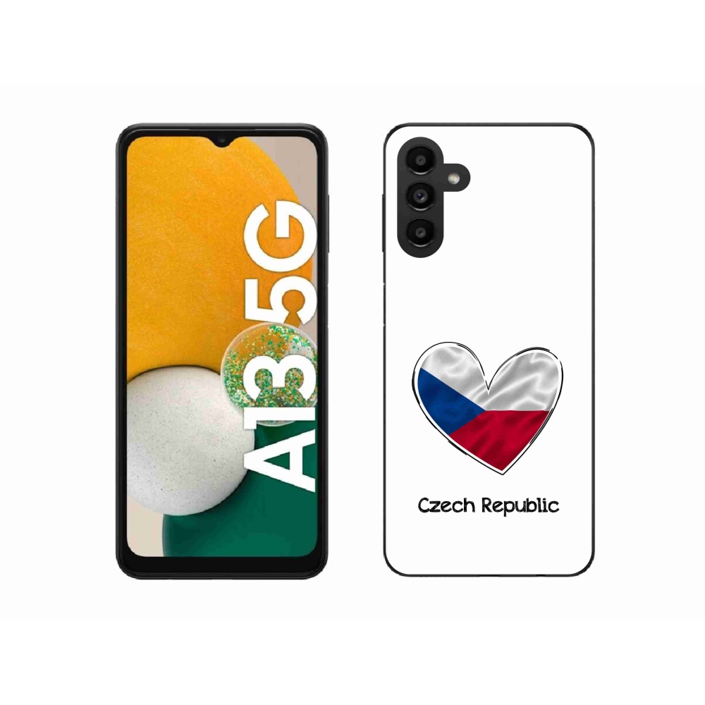 Gelový kryt mmCase na Samsung Galaxy A13 5G - vlajka srdce bílé pozadí