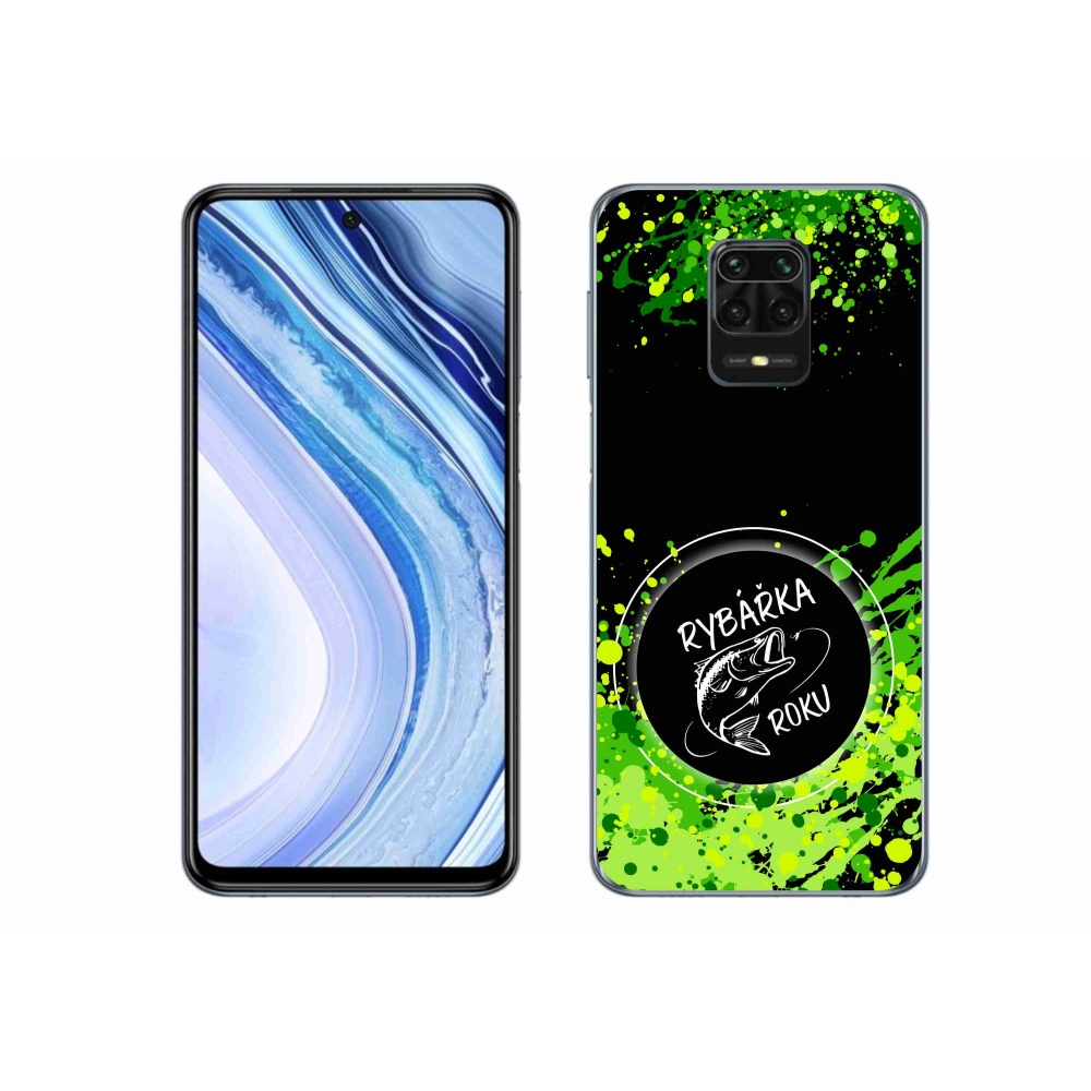Gelový kryt mmCase na Xiaomi Redmi Note 9 Pro - rybářka roku černé pozadí