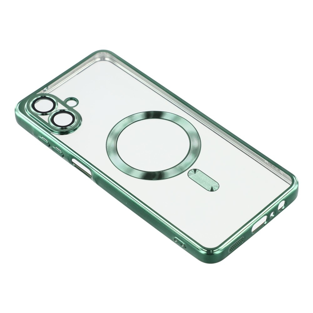 Clear obal s ochranou fotoaparátu a podporou MagSafe na Samsung Galaxy A07 4G - zelený