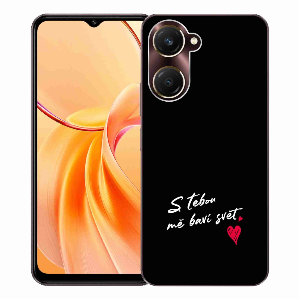 Gelový kryt mmCase na Vivo Y28s 5G - zamilovaný text 1 černé pozadí