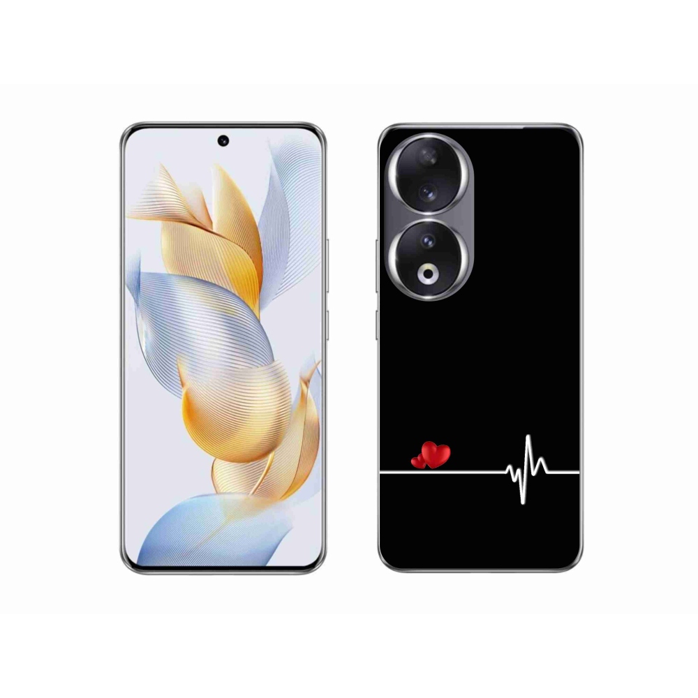 Gelový kryt mmCase na Honor 90 - srdce a tep černé pozadí