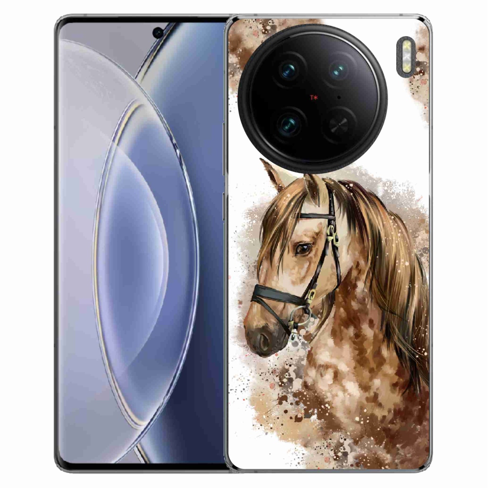 Gelový kryt mmCase na Vivo X90 Pro - hnědý kreslený kůň