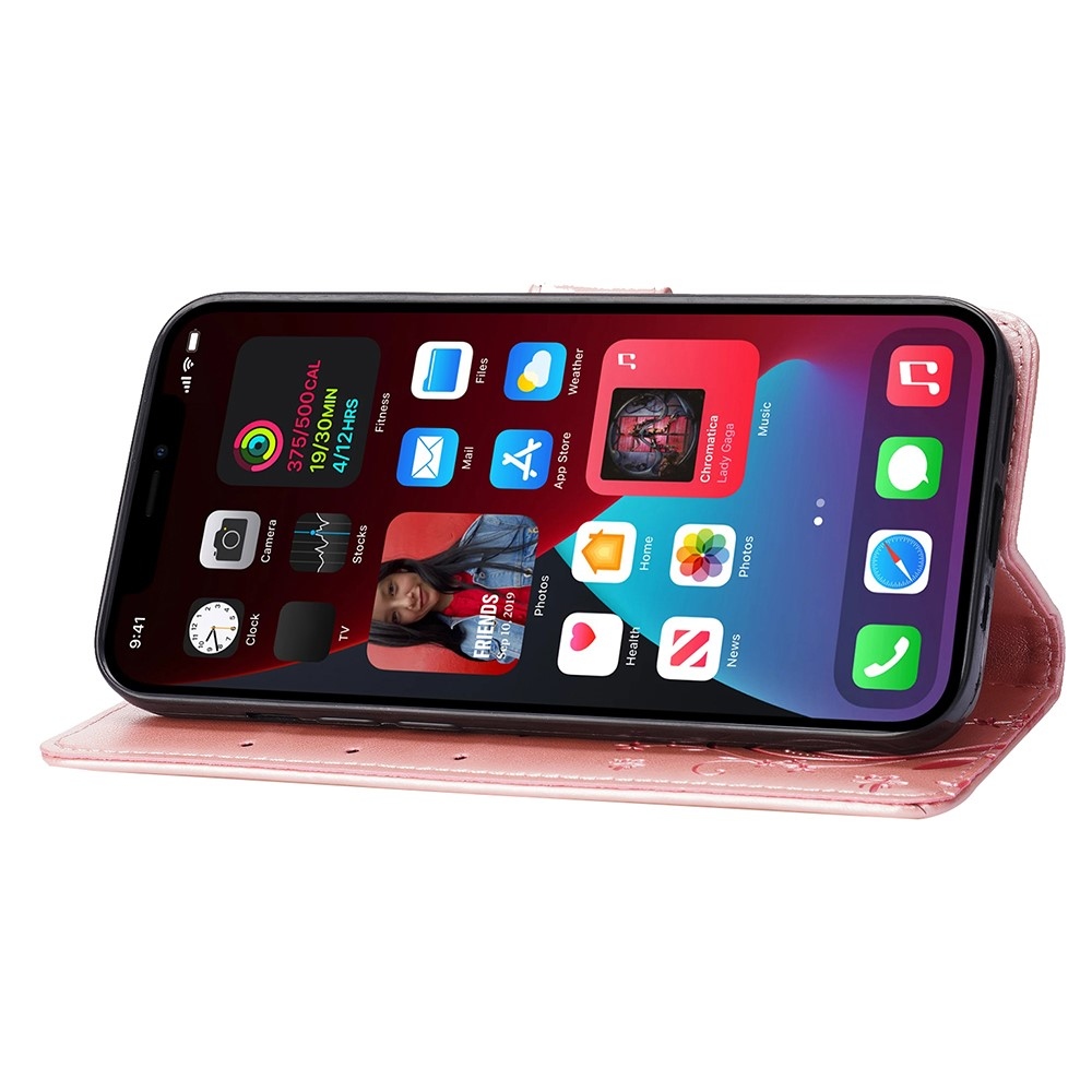 Flowers knížkové pouzdro na iPhone 15 Pro - růžovozlaté