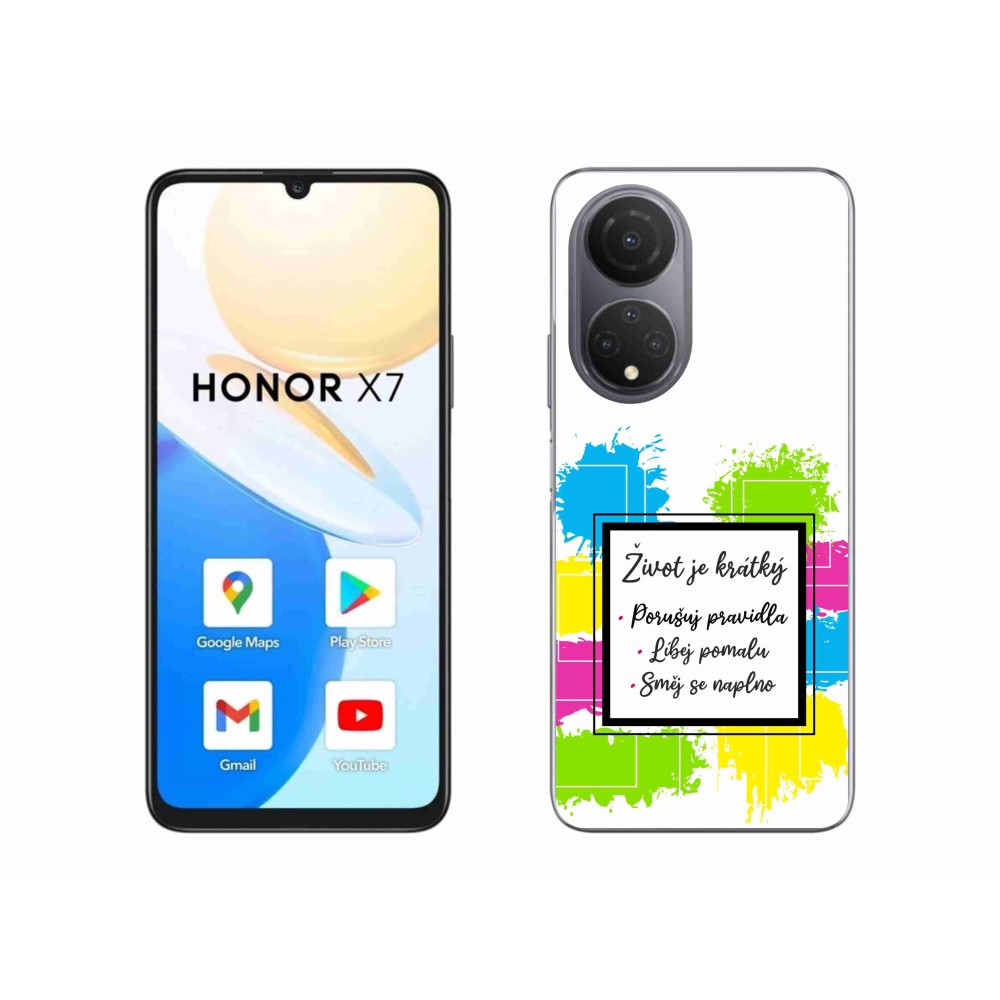 Gelový kryt mmCase na Honor X7 - citát 5 bílé pozadí